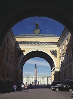 The Triumphal Arch of the General Staff Building in Saint Petersburg, 1819-1829. Artist: Rossi, Carlo (1775-1849) The Triumphal Arch of the General Staff Building in Saint Petersburg, 1819-1829. Artist: Rossi, Carlo (1775-1849)