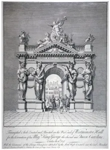 Triumphal arch on the west end of Westminster Hall, London, 1727