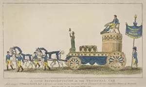 Burdett Gallery: Triumphal car, pulled by four horses, June 29th, 1807