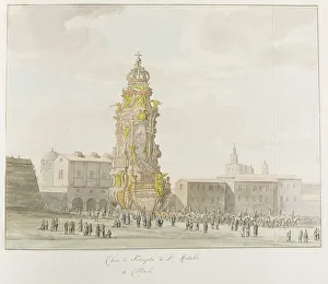 Sketch Book Prints: Triumphal chariot for Santa Rosalia, 1778. Creator: Louis Ducros