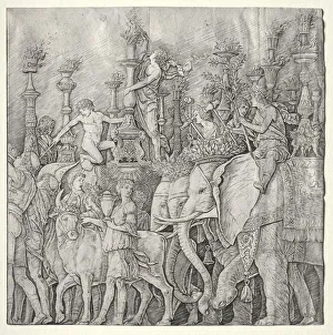 The Triumphs of Caesar: The Elephants, c. 1485-1490. Creator: Giulio Campagnola (Italian