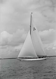 Images Dated 5th October 2018: Trivia, a 12 Metre class yacht sails close-hauled, 1939. Creator: Kirk & Sons of Cowes