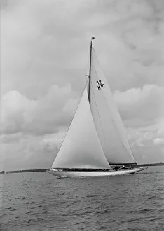 Sailboat Gallery: Trivia, a 12 Metre class yacht sails close-hauled, 1939. Creator: Kirk & Sons of Cowes