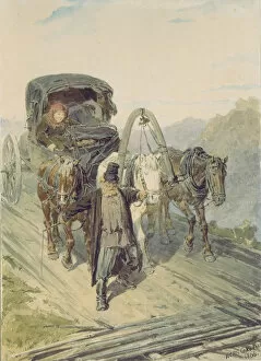 Horse Driving Gallery: Troika, 1866. Artist: Sokolov, Pyotr Petrovich (1821-1899)