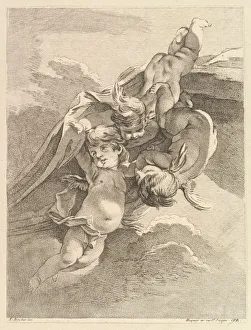 Pierre Alexandre Prints: Trois Amours soutenant une draperie (Three Loves Holding a Drapery)