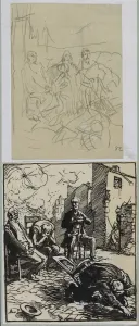1849 1918 Prints: Trois otages assis, 1914. Creator: Auguste Louis Lepere (French, 1849-1918)
