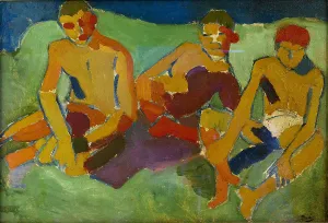 Al Fresco Prints: Trois personnages assis dans l'herbe