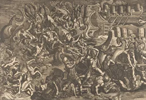 Chisel Prints: The Trojans repulsing the Greeks, 1538. Creator: Giovanni Battista Scultori