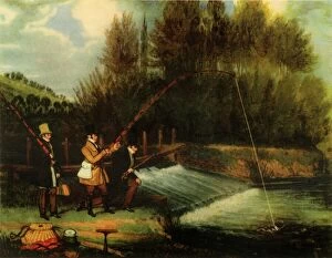 Aquatic Life Collection: Trolling for Pike in the River Lea, 1831, (1941). Creator: James Pollard