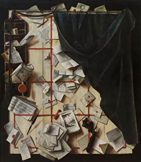 Images Dated 19th June 2013: Trompe l oeil. Board Partition with Letter Rack and Music Book, 1668. Artist: Gijsbrechts