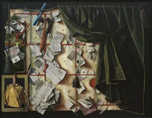 Gijsbrechts Prints: Trompe l oeil. Letter Rack with Proclamation by Frederik III, 1672