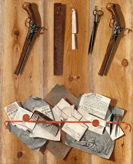 Duelling Pistol Prints: Trompe-l??il, 1737. Artist: Hofverberg, Carl (1695-1765)