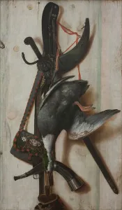 Trompe Loeil Prints: Trompe l'Oeil with Dead Duck and Hunting Implements