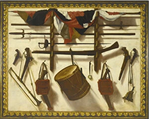 Trompe l'oeil with a Gun rack. Artist: Victoria, Vicente (1650-1709)