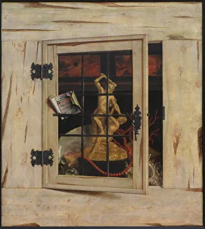 Trompe Loeil Prints: Trompe l'Oeil - an Open Cabinet with Works of Art