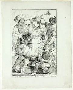 Vien Joseph Marie I Prints: Trompettes, Pages, Esclaves, et Vases que l'on portait pour présent à Mahomet