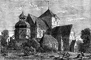 Onion Domes Prints: Trondhjem Cathedral, 1873. Creator: Unknown