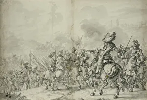 Troops advance towards a fortified city. Creator: Pieter Verhoek