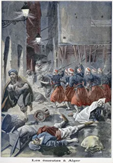 Troops attempting to clear streets during anti-Jewish riots, Algiers, Algeria, 1898 Troops attempting to clear streets during anti-Jewish riots, Algiers, Algeria, 1898