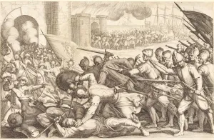 De Medici Ferdinando I Gallery: The Troops Forcing the Gate of a Town, c. 1614. Creator: Jacques Callot