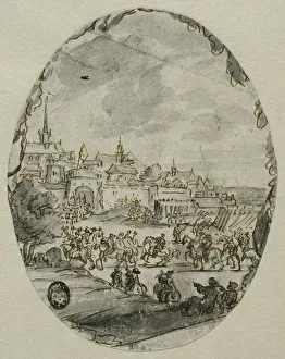Entering Prints: Troops march into a town. Creator: Romeyn de Hooghe