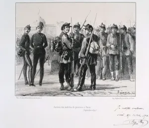 Troops from the provinces arriving in Paris before the Prussian siege, September 1870 (1871). Artist: Auguste Bry Troops from the provinces arriving in Paris before the Prussian siege, September 1870 (1871). Artist: Auguste Bry