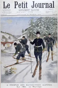 Troops on skis on alpine manoeuvres, Norway, 1902
