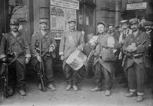 Troops in Tournai R.R. [i.e. railroad] station, between c1914 and c1915. Creator: Bain News Service