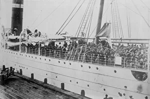 Troopship Prints: Troops on transport, Galveston, between c1910 and c1915. Creator: Bain News Service