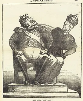 Newsprint Prints: Trop étroit pour deux, 1870. Creator: Honore Daumier