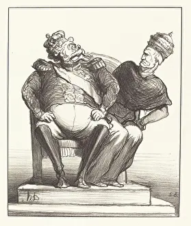 Pope Prints: Trop etroit pour deux, 1870. Creator: Honore Daumier