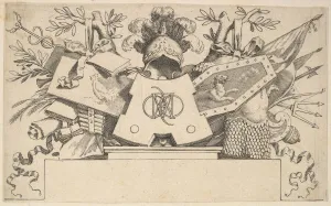 Mellan Claude Collection: Trophy with Monogram Containing the Letters of LEONARDOS, 1651. Creator: Claude Mellan
