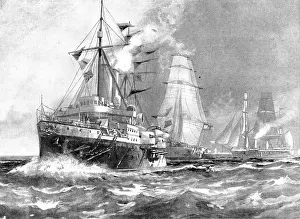 Steam Ships Prints: The Trouble in Nicaragua: Admiral Stephenson's Squadron at Corinto