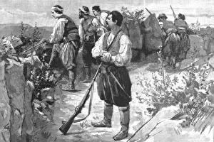 Cretan Prints: The Troubles in Crete--Insurgents in a mountain fastness on the look-out for the Turkish troops