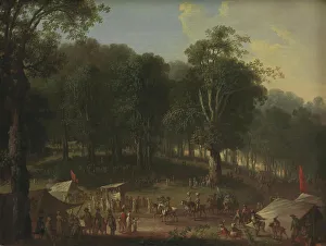 Lorentzen Christian August Prints: A Troup of Performers Arriving at the Fair at Dyrehavsbakken Near the Deer Park