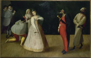 Troupe de comédiens italiens (les Gelosi ?), c1580. Creator: Ecole Francaise