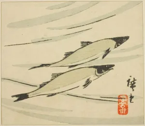 Trout Prints: Trout, section of a harimaze sheet, 1858. Creator: Ando Hiroshige