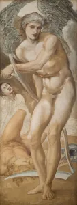 Edward Coley Burne Jones Gallery: Troy Triptych - Study of Oblivion conquering Fame, 1875