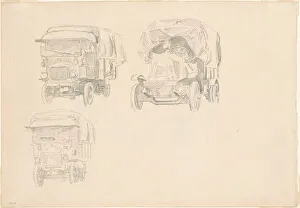 Sargent John Singer Prints: Trucks [recto], 1918. Creator: John Singer Sargent