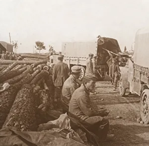 Meuse Prints: Trucks on the Voie Sacree, Verdun, northern France, c1914-c1918