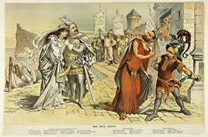 Cleveland Grover Prints: Her True Knight, from Puck, 1887. Creator: Joseph Keppler