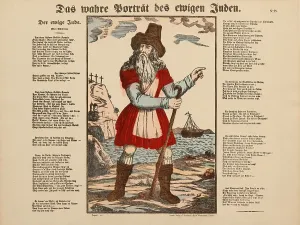 Woodcut Watercolour Prints: The true portrait of the Eternal Jew by Christian F. Schubart, c1875. Creator: Anonymous