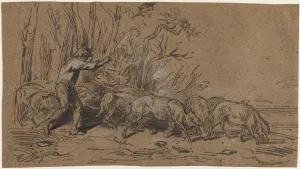 Charlesemile Jacque French Prints: The Truffle Gatherers, c. 1849. Creator: Charles-Emile Jacque (French, 1813-1894)