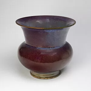 Glaze Gallery: Trumpet-Mouthed Flowerpot, Ming dynasty (1368-1644), 15th century. Creator: Unknown