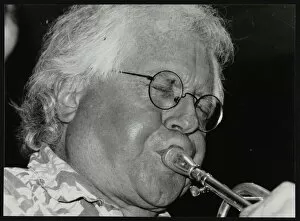 Hertfordshire Gallery: Trumpeter Henry Lowther playing at The Fairway, Welwyn Garden City, Hertfordshire, 1 October 2000