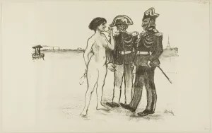 Truth Prints: Truth and the Two Soldiers, 1891. Creator: Theophile Alexandre Steinlen