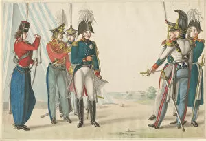 Troop Gallery: Tsar Alexander I and Russian officers, 1815. Artist: Finert (Finart), Noel Dieudonné