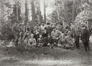 Romanov Collection: Tsar Alexander III with family and friends on a hunt in the Bialowieza Forest, Russia, 1894