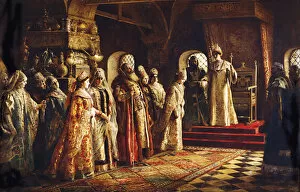 Alexis Of Russia Collection: Tsar Alexei Mikhailovich Choosing a Bride, 1886. Artist: Makovsky, Konstantin Yegorovich (1839-1915)