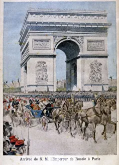 Tsar Nicholas II arrives in Paris, 1896. Artist: Henri Meyer Tsar Nicholas II arrives in Paris, 1896. Artist: Henri Meyer